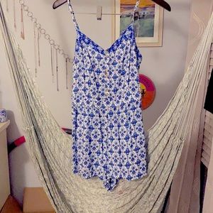 Blue and White Romper